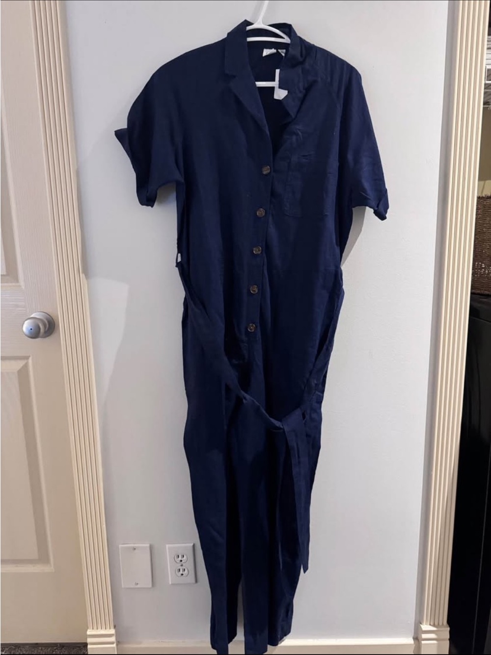 Navy Short sleeved linen jumpsuit (size 10) BNWT